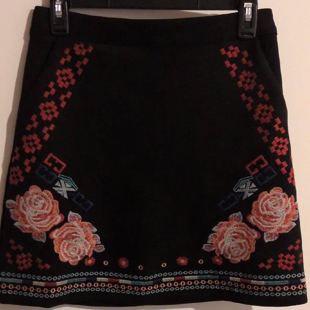 THML Red and Pink Embellished Mini Skirt for Night Out